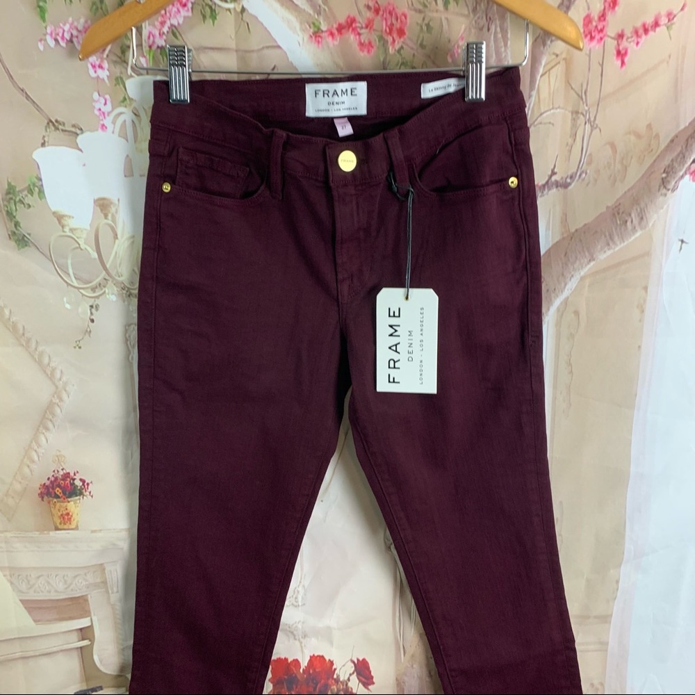 NEW FRAME Raw Hem Skinny Mahogany Jeans - Picture 3 of 9